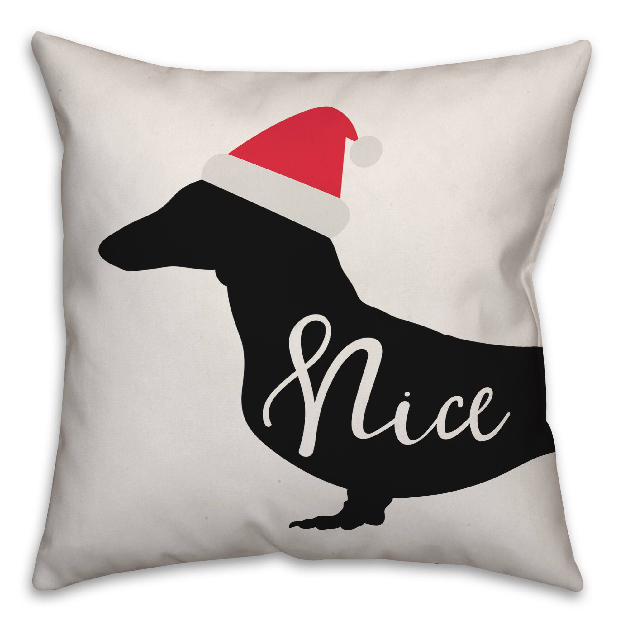 Naughty or Nice Dachshund Throw Pillow